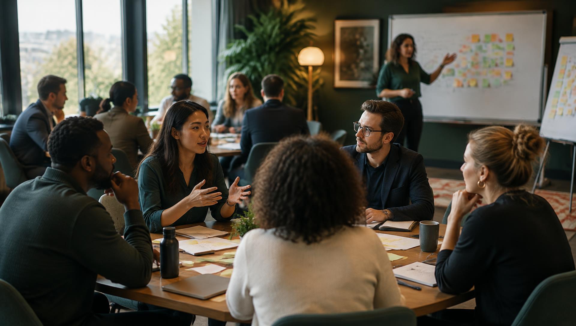 Team working through a corporate workshop session